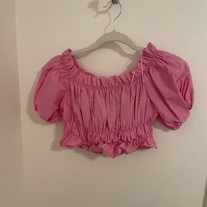 Pink zara puff sleeve crop top